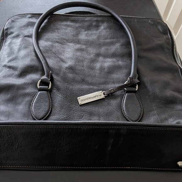 Genuine Leather Rabeanco Long Black Tote Bag Like New - Picture 5 of 10